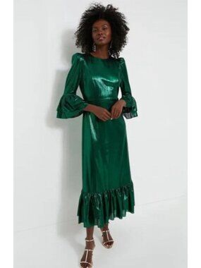NEW Tuckernuck Pomander Place Lilith Emerald Green Maxi Dress Small Holiday